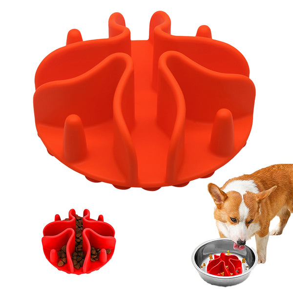 Pet Dog Slow Feeder Insert Pad Dog Bowls Silicone Slow Eating Puppy Food Bowl Pad Orange