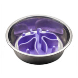 Pet Dog Slow Feeder Insert Pad Dog Bowls Silicone Slow Eating Puppy Food Bowl Pad Purple