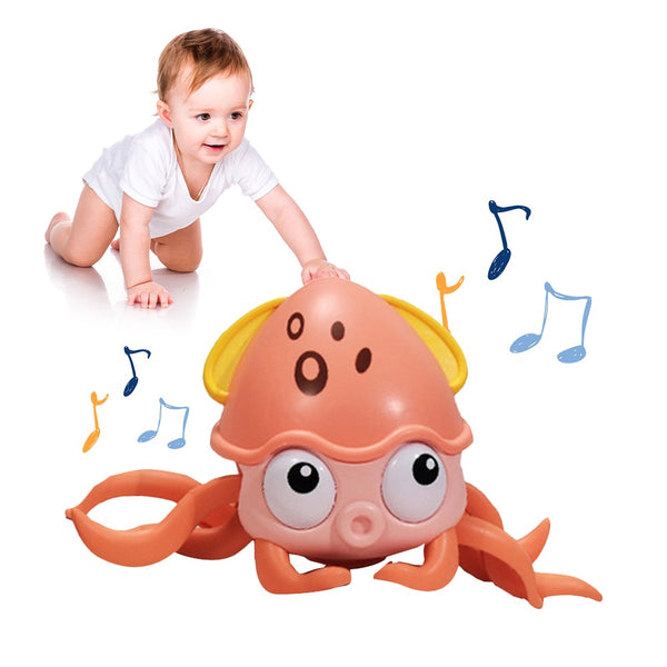 Electric Music Crawling Octopus Toy With LED Light Up for Kids Intellectual Toy Pink