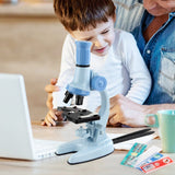 1200X Magnification Kids Microscope Toy Kit Kids Beginners Biological Microscope Kit Blue