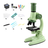 1200X Magnification Kids Microscope Toy Kit Kids Beginners Biological Microscope Kit Green