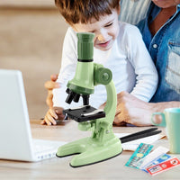 1200X Magnification Kids Microscope Toy Kit Kids Beginners Biological Microscope Kit Green