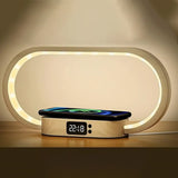 Touch Dimming USB Bedside Table Lamp with Clock 10W Fast Wireless Charger