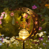 Fairy Solar Lamp with Moon Decorative Yard Outdoor Stake Lights for Lawn