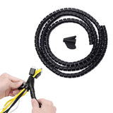 10mm Spiral Cable Management Sleeve Flexible Cable Bundler Manager with Cord Organizer Clip for Home and Office Black