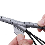 10mm Spiral Cable Management Sleeve Flexible Cable Bundler Manager with Cord Organizer Clip for Home and Office Grey