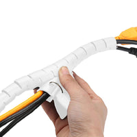 28mm Spiral Cable Management Sleeve Flexible Cable Bundler Manager with Cord Organizer Clip for Home and Office White