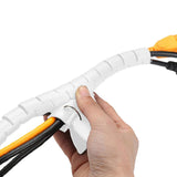 10mm Spiral Cable Management Sleeve Flexible Cable Bundler Manager with Cord Organizer Clip for Home and Office White