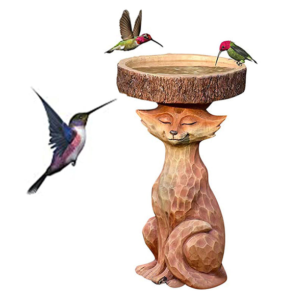 Garden Animal Figurine Bird Feeder Resin Bird Water Feeder Home Yard Decoration Style 1