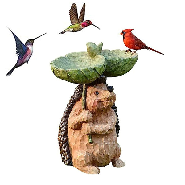 Garden Animal Figurine Bird Feeder Resin Bird Water Feeder Home Yard Decoration Style 2