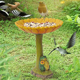 Garden Animal Figurine Bird Feeder Resin Bird Water Feeder Home Yard Decoration Style 4