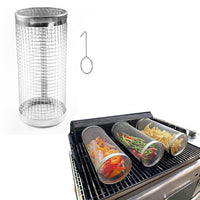 Rolling Grilling Basket Stainless Steel BBQ Grill Mesh Camping Barbecue Rack Large