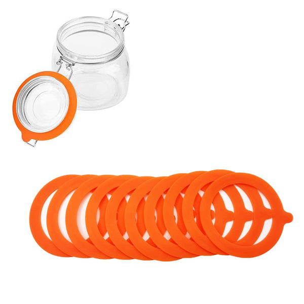 10Pcs Silicone Replacement Gasket Sealing Ring for Mason Jar Regular Wide Mouth Glass Jars Orange