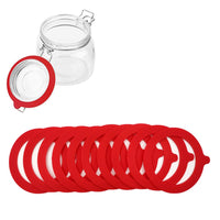 10Pcs Silicone Replacement Gasket Sealing Ring for Mason Jar Regular Wide Mouth Glass Jars Red