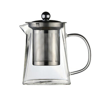 Square Glass Teapot Clear Teapot with Strainer for Tea and Coffee