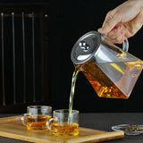 Square Glass Teapot Clear Teapot with Strainer for Tea and Coffee