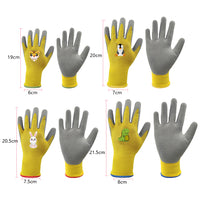 Pair of Kids Gardening Gloves Childrens Yard Work Gloves Latex Coated Garden Gloves Yellow