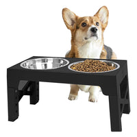 Elevated Pet Double Feeder Bowls Adjustable Height Raised Bowls with Stand Black