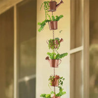 Rain Chain Decorative Watering Can Bucket Shaped Plant Pot Outdoor Garden Decor