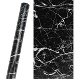 5M Marble Texture Wall Sticker Decor Roll Wallpaper Self Adhesive Contact Paper for Kitchen Worktop Covering Black