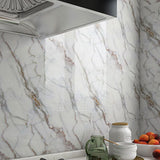 5M Marble Texture Wall Sticker Decor Roll Wallpaper Self Adhesive Contact Paper for Kitchen Worktop Covering White