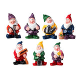 7-Piece Mini Gnome Statue Miniature Resin Statues Outdoor Garden Ornaments