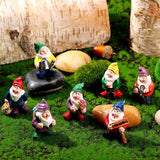 7-Piece Mini Gnome Statue Miniature Resin Statues Outdoor Garden Ornaments