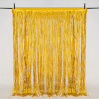 2Pcs Fringe Curtain PET Curtain Backdrop Streamers Party Decorations Gold