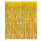 2Pcs Fringe Curtain PET Curtain Backdrop Streamers Party Decorations Gold