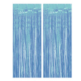 2Pcs Fringe Curtain PET Curtain Backdrop Streamers Party Decorations Light Blue