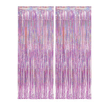 2Pcs Fringe Curtain PET Curtain Backdrop Streamers Party Decorations Light Pink