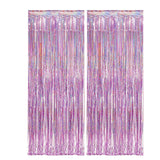 2Pcs Fringe Curtain PET Curtain Backdrop Streamers Party Decorations Light Pink