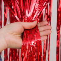 2Pcs Fringe Curtain PET Curtain Backdrop Streamers Party Decorations Red