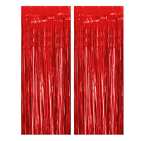 2Pcs Fringe Curtain PET Curtain Backdrop Streamers Party Decorations Red