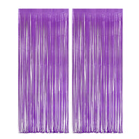 2Pcs Fringe Curtain PET Curtain Backdrop Streamers Party Decorations Purple