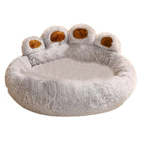 Pet Sofa Cute Bear Paw Shape Cozy Sleeping Bed for Dog Cat Grey