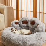 Pet Sofa Cute Bear Paw Shape Cozy Sleeping Bed for Dog Cat Grey