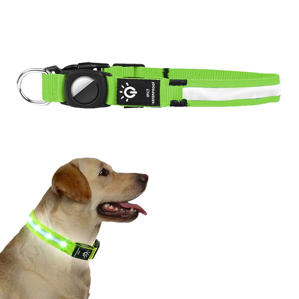 Luminous LED Pet  Dog Collar Light-up USB Rechargeable Dog Collar Green