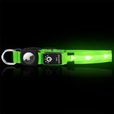 Luminous LED Pet  Dog Collar Light-up USB Rechargeable Dog Collar Green