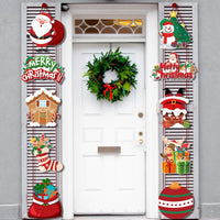 Pair of Christmas Porch Hanging Sign Xmas Door Banner Wall Christmas Tree Hanging Party Decoration