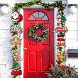 Pair of Christmas Porch Hanging Sign Xmas Door Banner Wall Christmas Tree Hanging Party Decoration