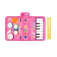 2-in-1 Musical Mats Piano Keyboard and Drum Toddlers Early Education Toy Pink