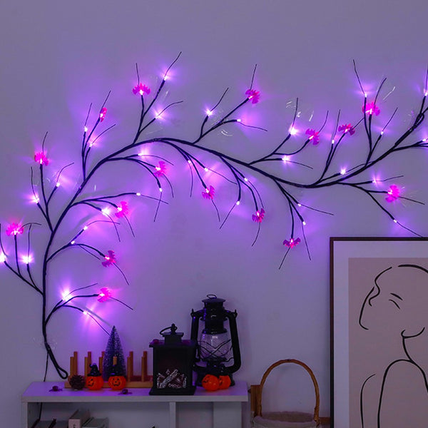 Halloween Bat Willow Vine Twig Decoration Lights Spider Bats Branches Lights