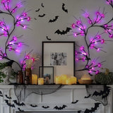 Halloween Bat Willow Vine Twig Decoration Lights Spider Bats Branches Lights