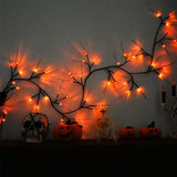 Halloween Pumpkin Willow Vine Twig Decoration Lights Spider Bats Branches Lights