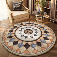 Retro Round Floor Mat Home Room Anti Slip Mat Home Decoration Style 1