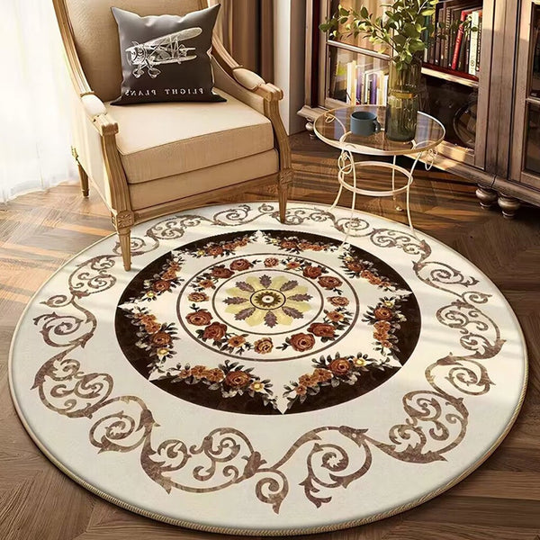 Retro Round Floor Mat Home Room Anti Slip Mat Home Decoration Style 4