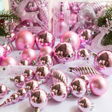 30Pcs Christmas Decorations Tree Hanging Balls Christmas Tree Ornaments Set Xmas Party Decor Pink