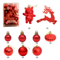 30Pcs Christmas Decorations Tree Hanging Balls Christmas Tree Ornaments Set Xmas Party Decor Red