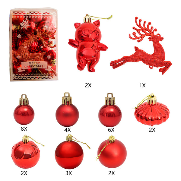 30Pcs Christmas Decorations Tree Hanging Balls Christmas Tree Ornaments Set Xmas Party Decor Red